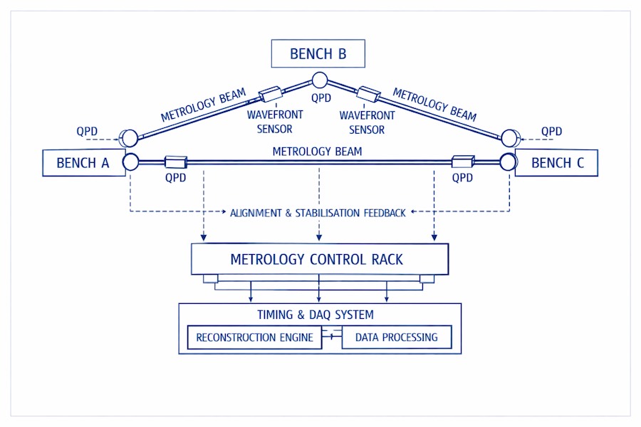 Metrology and alignment sensors for the Metric‑Gradient Interferometer